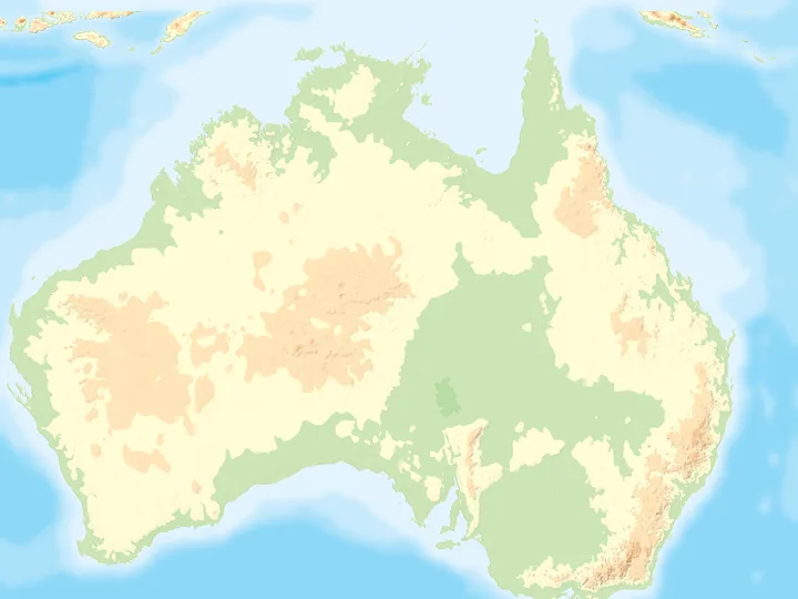 Austrália a Nový Zéland – slepá mapa